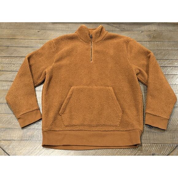 Madewell Brown Rust Sherpa Half Zip Pullover Sweater Sweatshirt - Men’s Size S - Picture 2 of 9